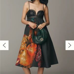 Maeve Twofer Faux Leather Babydoll Dress